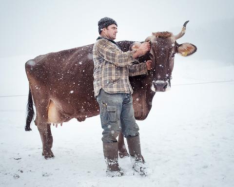 Via Lactea, 
Farmer with cow in the snow 
Switzerland 2017
© Alfio Tommasini